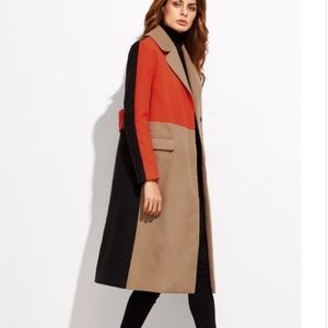 Colorblock warm winter coat camel black M